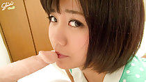 Lips against tip of dildo short hair