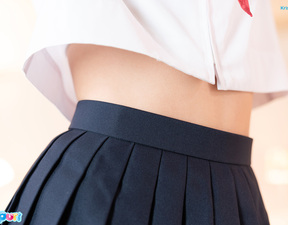 Kogal Kristen Scott strips uniform and flashes her white panties