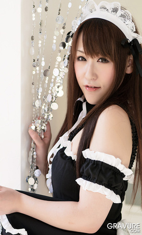 Japanese maid Tsubasa Sakurai stripping uniform