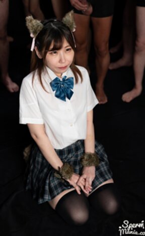 Student Tsukino Nagi in uniform face glazed with bukkake cum